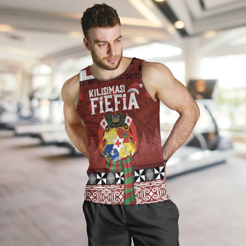 Tongan Christmas Men Tank Top Kilisimasi Fiefia with Ngatu Art Tattoo LT03 Red - Polynesian Pride