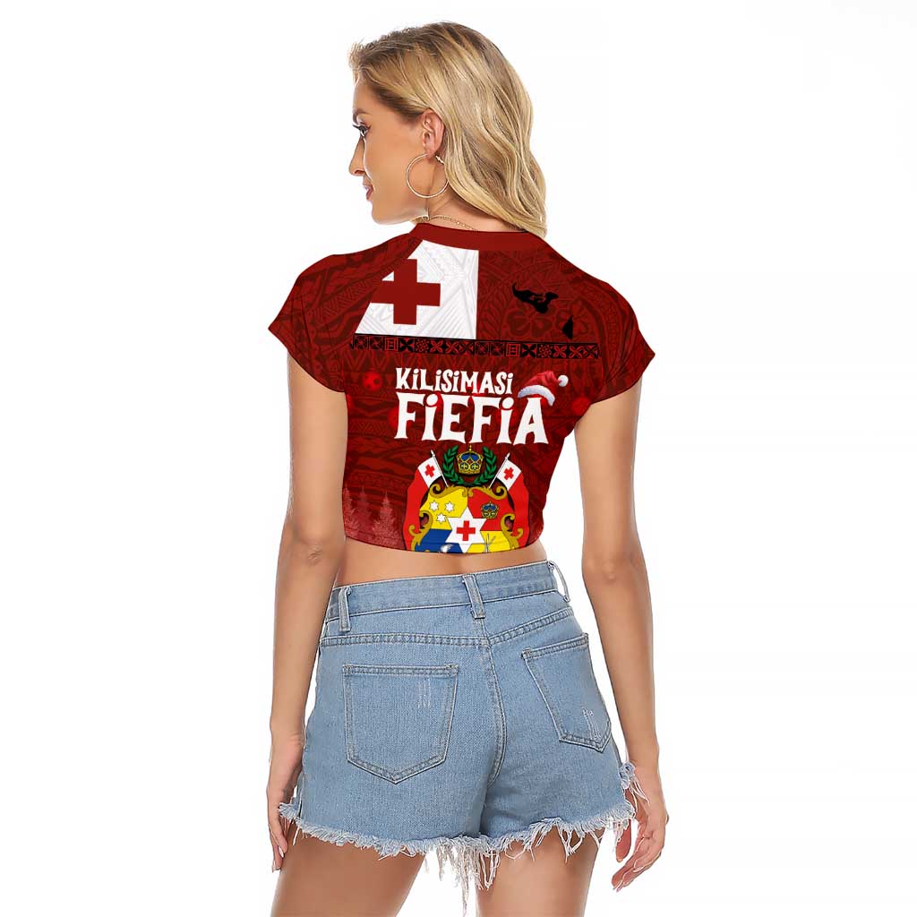 Tongan Christmas Raglan Cropped T Shirt Kilisimasi Fiefia with Ngatu Art Tattoo LT03 - Polynesian Pride