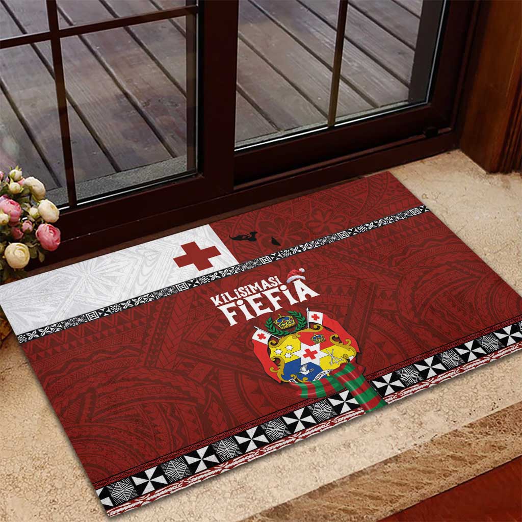 Tongan Christmas Rubber Doormat Kilisimasi Fiefia with Ngatu Art Tattoo LT03 - Polynesian Pride