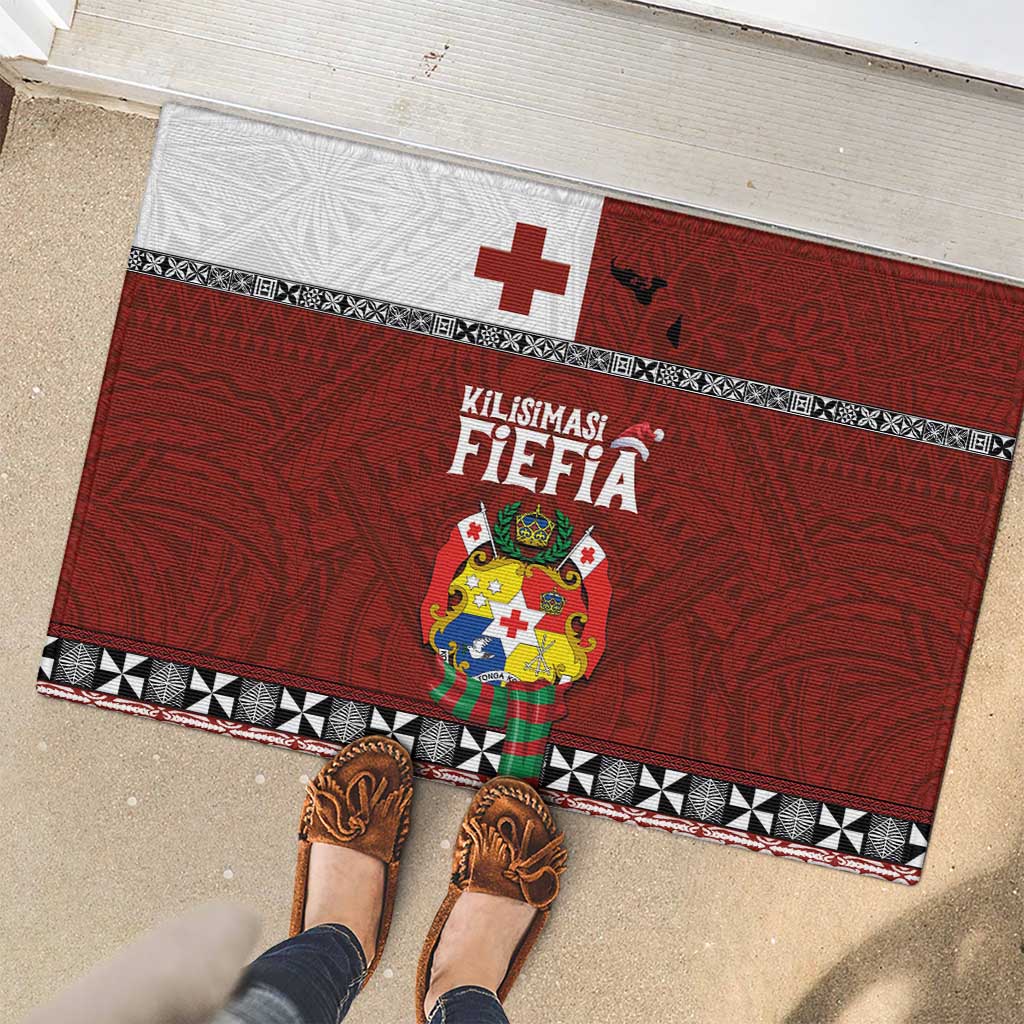 Tongan Christmas Rubber Doormat Kilisimasi Fiefia with Ngatu Art Tattoo LT03 - Polynesian Pride