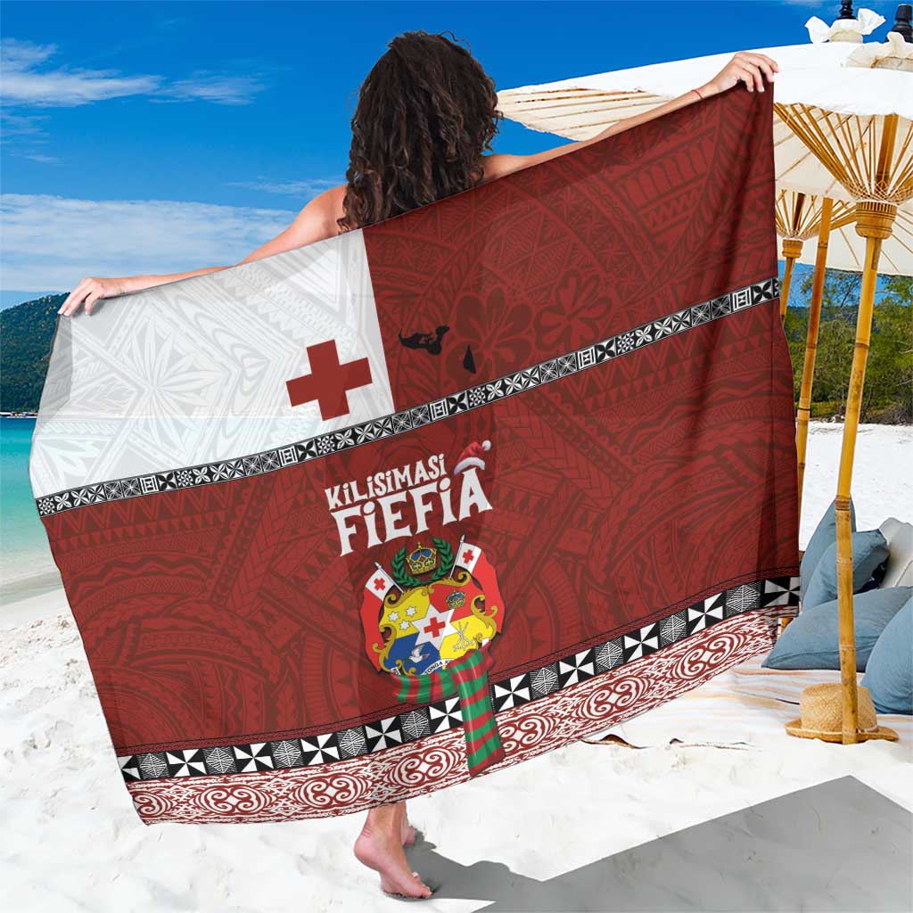 Tongan Christmas Sarong Kilisimasi Fiefia with Ngatu Art Tattoo LT03 One Size 44 x 66 inches Red - Polynesian Pride