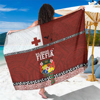Tongan Christmas Sarong Kilisimasi Fiefia with Ngatu Art Tattoo LT03 One Size 44 x 66 inches Red - Polynesian Pride