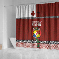 Tongan Christmas Shower Curtain Kilisimasi Fiefia with Ngatu Art Tattoo LT03 - Polynesian Pride