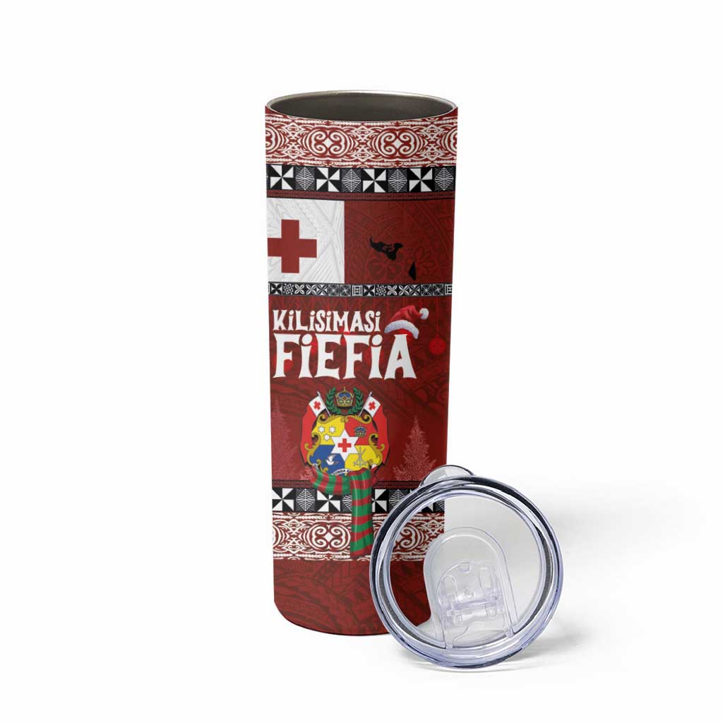 Tongan Christmas Skinny Tumbler Kilisimasi Fiefia with Ngatu Art Tattoo LT03 - Polynesian Pride