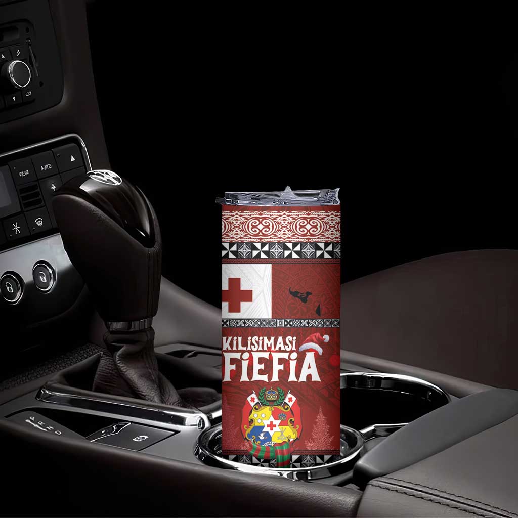 Tongan Christmas Skinny Tumbler Kilisimasi Fiefia with Ngatu Art Tattoo LT03 - Polynesian Pride