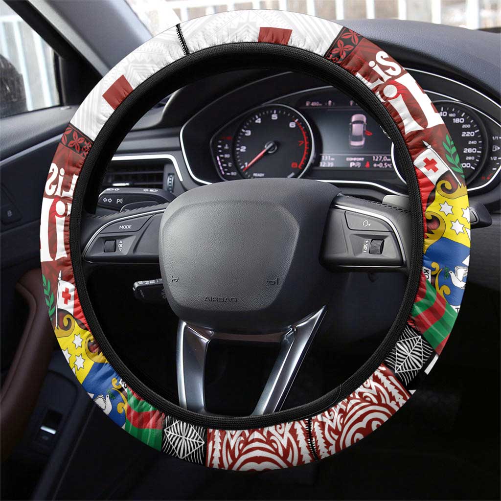 Tongan Christmas Steering Wheel Cover Kilisimasi Fiefia with Ngatu Art Tattoo LT03 - Polynesian Pride