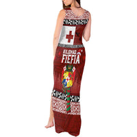 Tongan Christmas Tank Maxi Dress Kilisimasi Fiefia with Ngatu Art Tattoo LT03 - Polynesian Pride