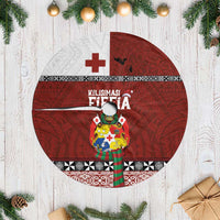 Tongan Christmas Tree Skirt Kilisimasi Fiefia with Ngatu Art Tattoo LT03 Casual Red - Polynesian Pride