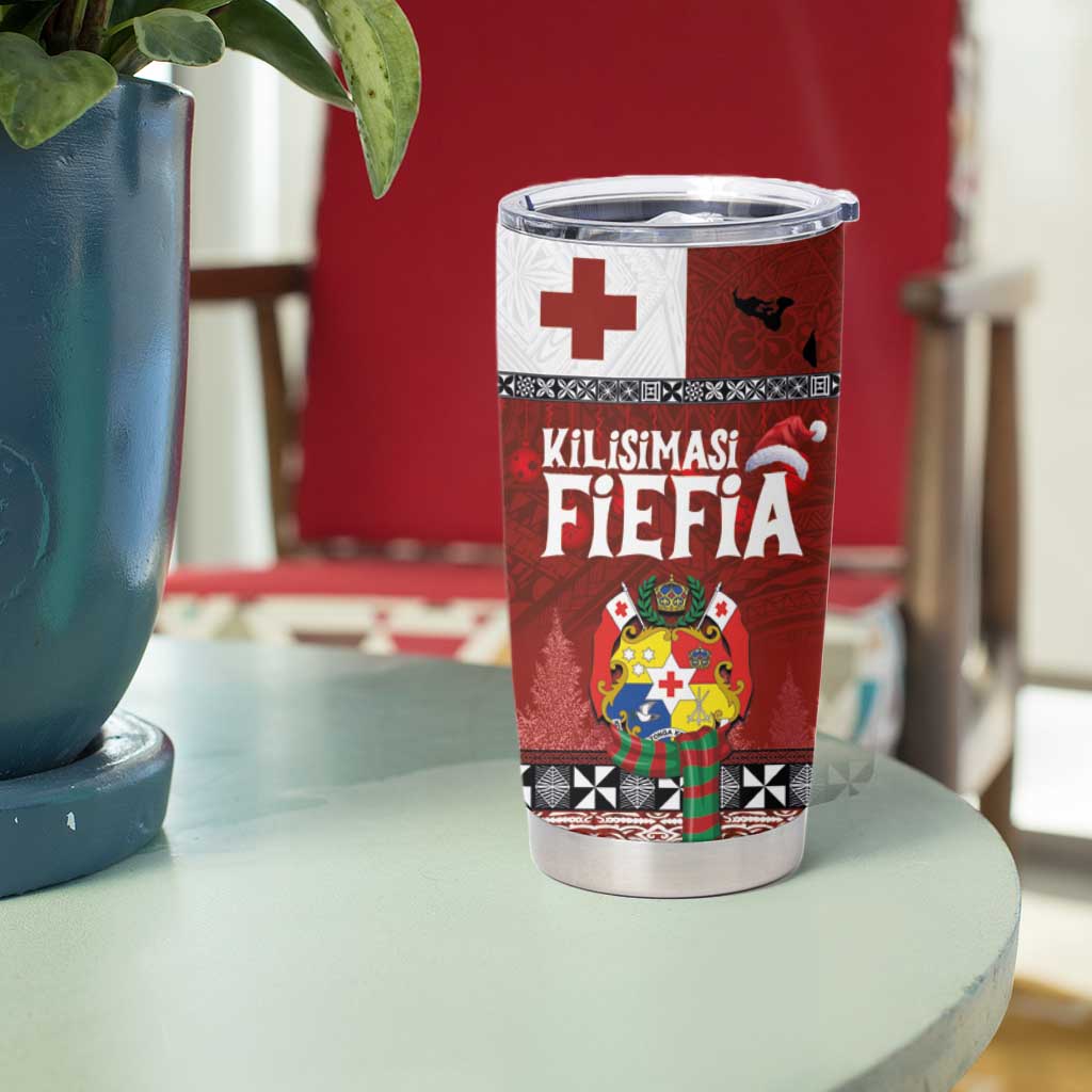 Tongan Christmas Tumbler Cup Kilisimasi Fiefia with Ngatu Art Tattoo LT03 - Polynesian Pride