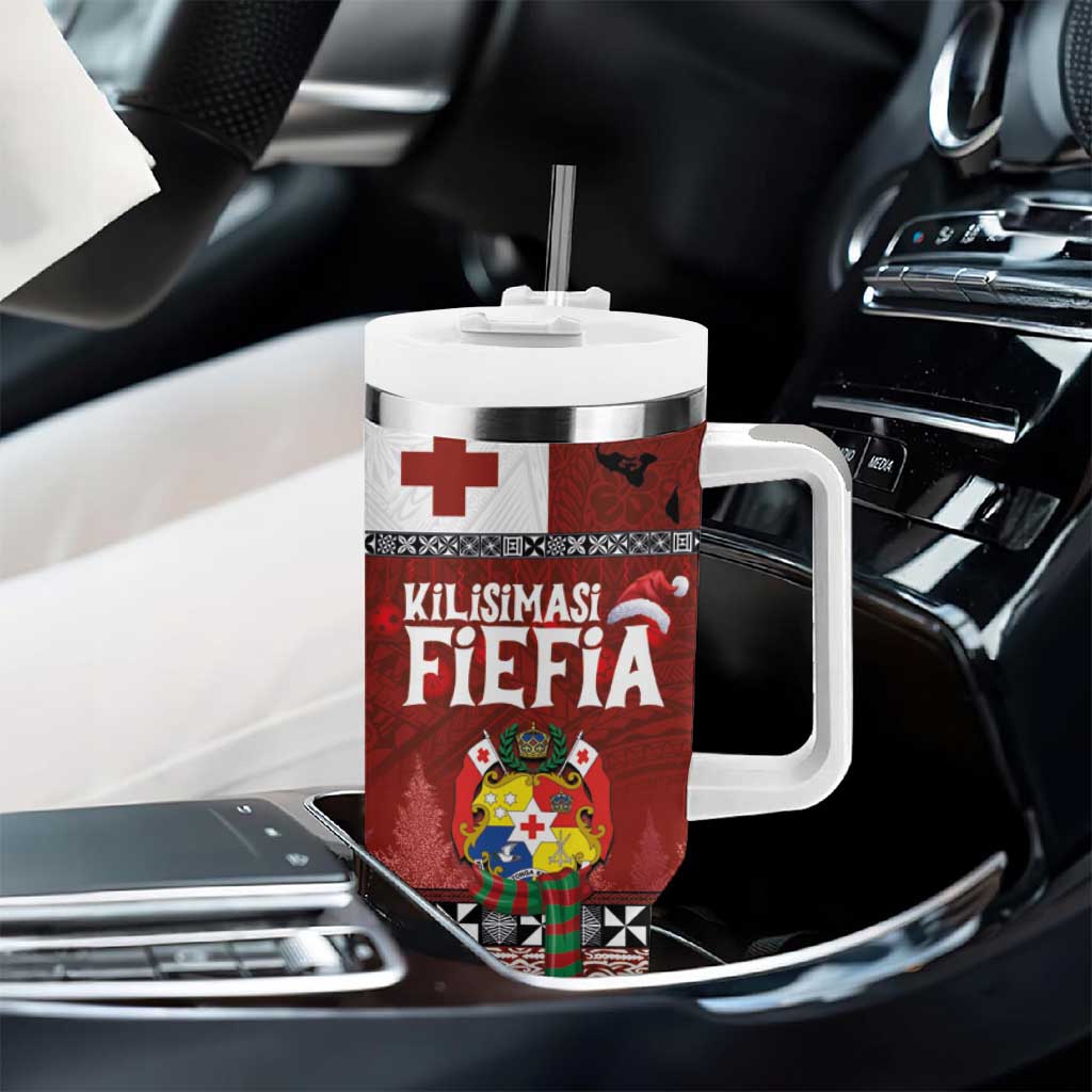 Tongan Christmas Tumbler With Handle Kilisimasi Fiefia with Ngatu Art Tattoo LT03 - Polynesian Pride