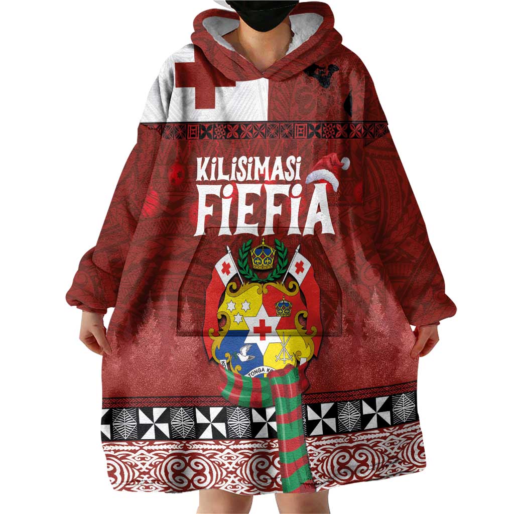 Tongan Christmas Wearable Blanket Hoodie Kilisimasi Fiefia with Ngatu Art Tattoo LT03 - Polynesian Pride