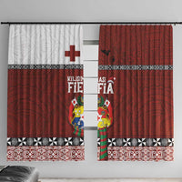 Tongan Christmas Window Curtain Kilisimasi Fiefia with Ngatu Art Tattoo LT03 With Hooks Red - Polynesian Pride