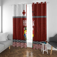 Tongan Christmas Window Curtain Kilisimasi Fiefia with Ngatu Art Tattoo LT03 With Grommets Red - Polynesian Pride