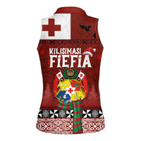 Tongan Christmas Women Sleeveless Polo Shirt Kilisimasi Fiefia with Ngatu Art Tattoo LT03 - Polynesian Pride