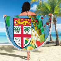 Fijians Iguana Tagimoucia Christmas Beach Blanket Christmas Palm Tree and Hibiscus LT03 - Polynesian Pride