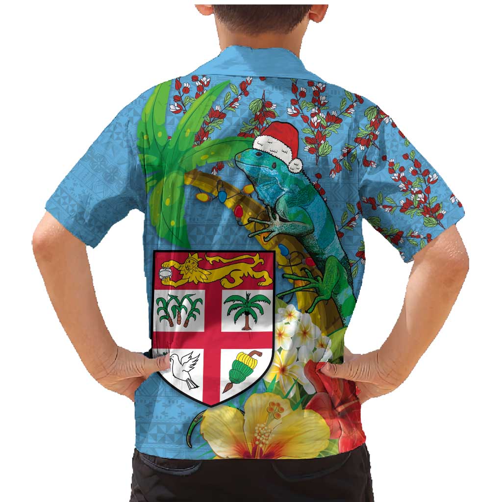 Fijians Iguana Tagimoucia Christmas Family Matching Mermaid Dress and Hawaiian Shirt Christmas Palm Tree and Hibiscus LT03 - Polynesian Pride