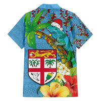 Fijians Iguana Tagimoucia Christmas Family Matching Off The Shoulder Long Sleeve Dress and Hawaiian Shirt Christmas Palm Tree and Hibiscus LT03 - Polynesian Pride