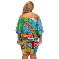 Fijians Iguana Tagimoucia Christmas Family Matching Off Shoulder Short Dress and Hawaiian Shirt Christmas Palm Tree and Hibiscus LT03 - Polynesian Pride