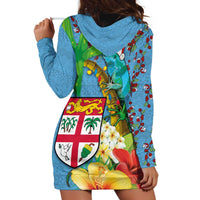 Fijians Iguana Tagimoucia Christmas Hoodie Dress Christmas Palm Tree and Hibiscus LT03 - Polynesian Pride
