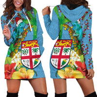 Fijians Iguana Tagimoucia Christmas Hoodie Dress Christmas Palm Tree and Hibiscus LT03 - Polynesian Pride