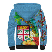 Fijians Iguana Tagimoucia Christmas Sherpa Hoodie Christmas Palm Tree and Hibiscus LT03 - Polynesian Pride