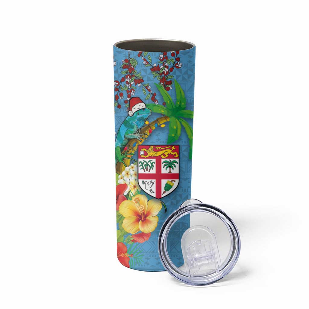 Fijians Iguana Tagimoucia Christmas Skinny Tumbler Christmas Palm Tree and Hibiscus LT03 - Polynesian Pride