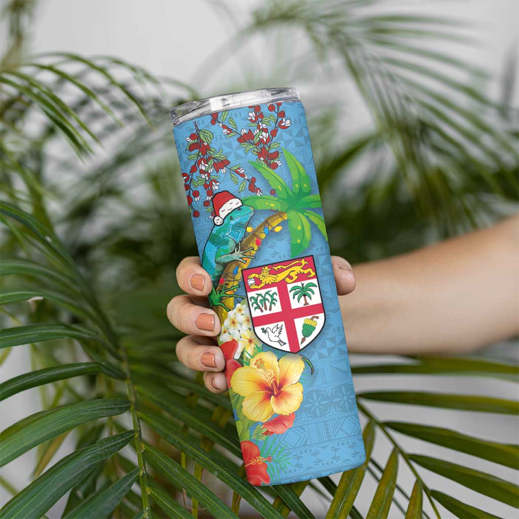 Fijians Iguana Tagimoucia Christmas Skinny Tumbler Christmas Palm Tree and Hibiscus LT03 - Polynesian Pride