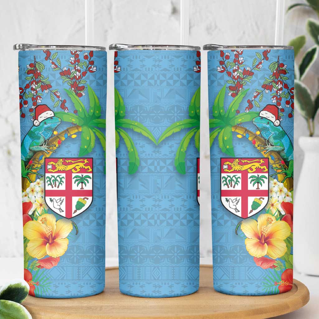 Fijians Iguana Tagimoucia Christmas Skinny Tumbler Christmas Palm Tree and Hibiscus LT03 - Polynesian Pride