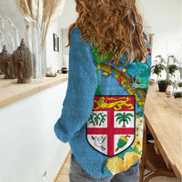 Fijians Iguana Tagimoucia Christmas Women Casual Shirt Christmas Palm Tree and Hibiscus LT03 - Polynesian Pride