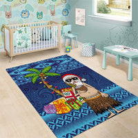 The Funny Santa Wears Sulu Christmas Area Rug Fijian Christmas Palm Tree With Masi Art Tattoo LT03 - Polynesian Pride