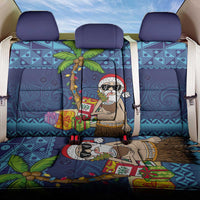 The Funny Santa Wears Sulu Christmas Back Car Seat Cover Fijian Christmas Palm Tree With Masi Art Tattoo LT03 One Size Blue - Polynesian Pride
