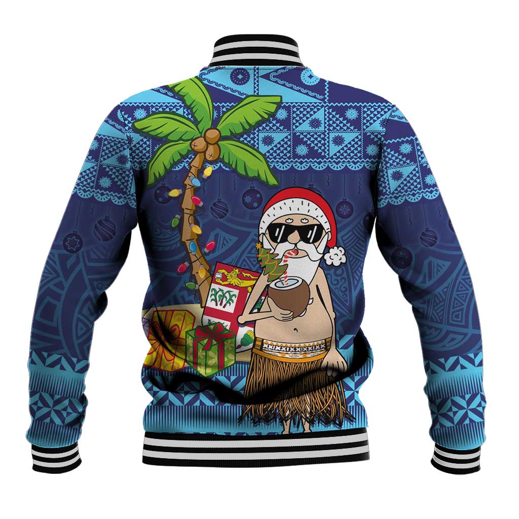 The Funny Santa Wears Sulu Christmas Baseball Jacket Fijian Christmas Palm Tree With Masi Art Tattoo LT03 - Polynesian Pride