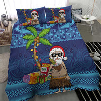 The Funny Santa Wears Sulu Christmas Bedding Set Fijian Christmas Palm Tree With Masi Art Tattoo LT03 - Polynesian Pride