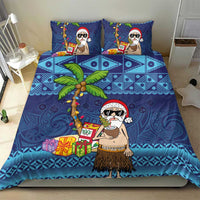 The Funny Santa Wears Sulu Christmas Bedding Set Fijian Christmas Palm Tree With Masi Art Tattoo LT03 - Polynesian Pride