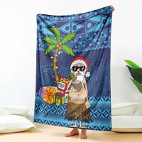 The Funny Santa Wears Sulu Christmas Blanket Fijian Christmas Palm Tree With Masi Art Tattoo LT03 - Polynesian Pride
