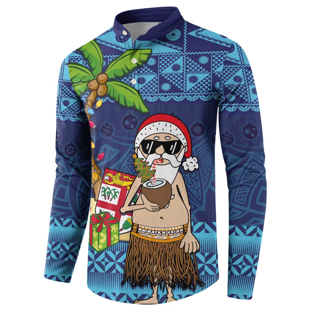 The Funny Santa Wears Sulu Christmas Button Sweatshirt Fijian Christmas Palm Tree With Masi Art Tattoo LT03 - Polynesian Pride