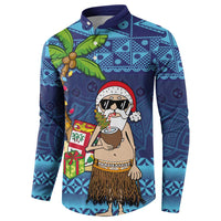 The Funny Santa Wears Sulu Christmas Button Sweatshirt Fijian Christmas Palm Tree With Masi Art Tattoo LT03 - Polynesian Pride