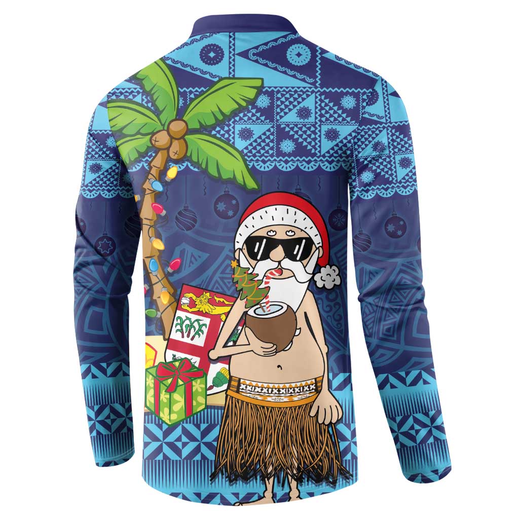 The Funny Santa Wears Sulu Christmas Button Sweatshirt Fijian Christmas Palm Tree With Masi Art Tattoo LT03 - Polynesian Pride