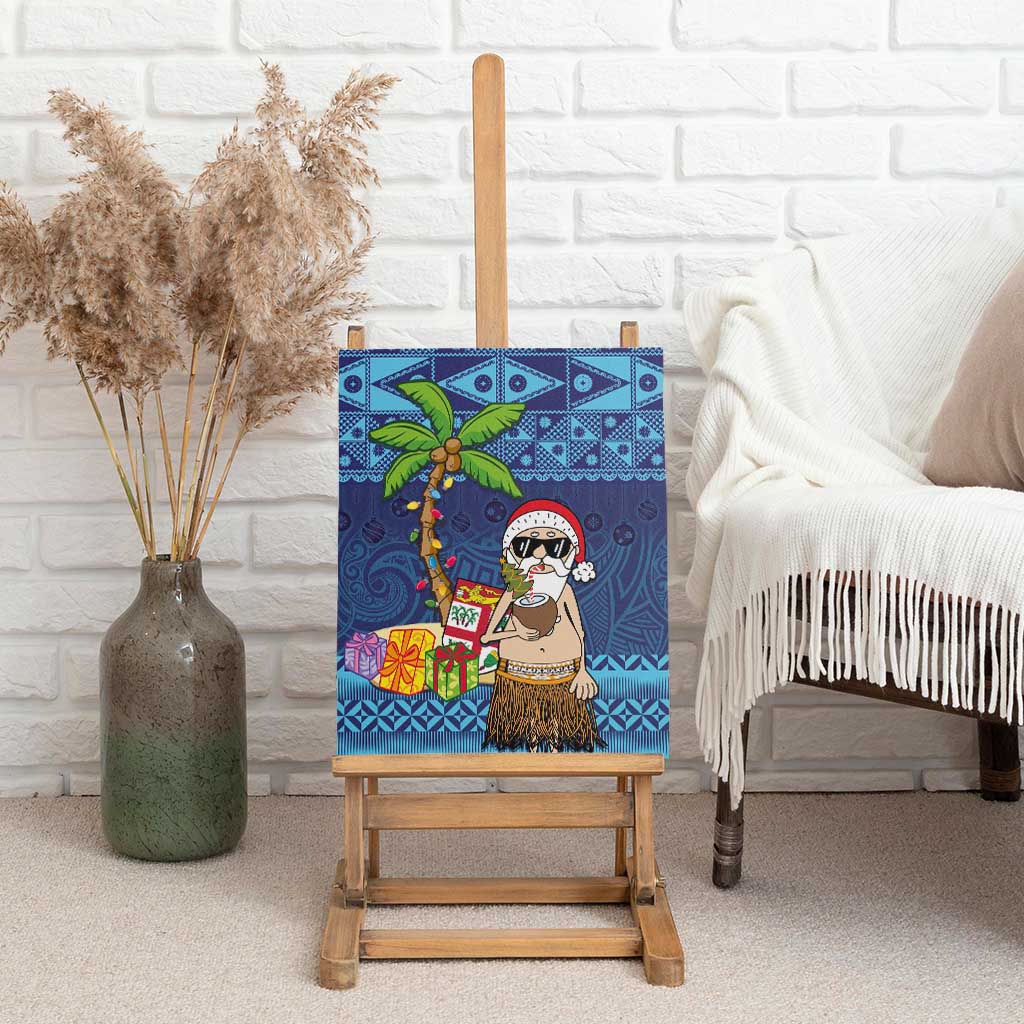 The Funny Santa Wears Sulu Christmas Canvas Wall Art Fijian Christmas Palm Tree With Masi Art Tattoo LT03 - Polynesian Pride