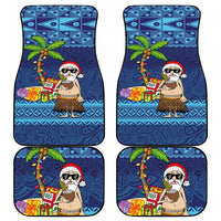 The Funny Santa Wears Sulu Christmas Car Mats Fijian Christmas Palm Tree With Masi Art Tattoo LT03 - Polynesian Pride