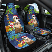 The Funny Santa Wears Sulu Christmas Car Seat Cover Fijian Christmas Palm Tree With Masi Art Tattoo LT03 One Size Blue - Polynesian Pride