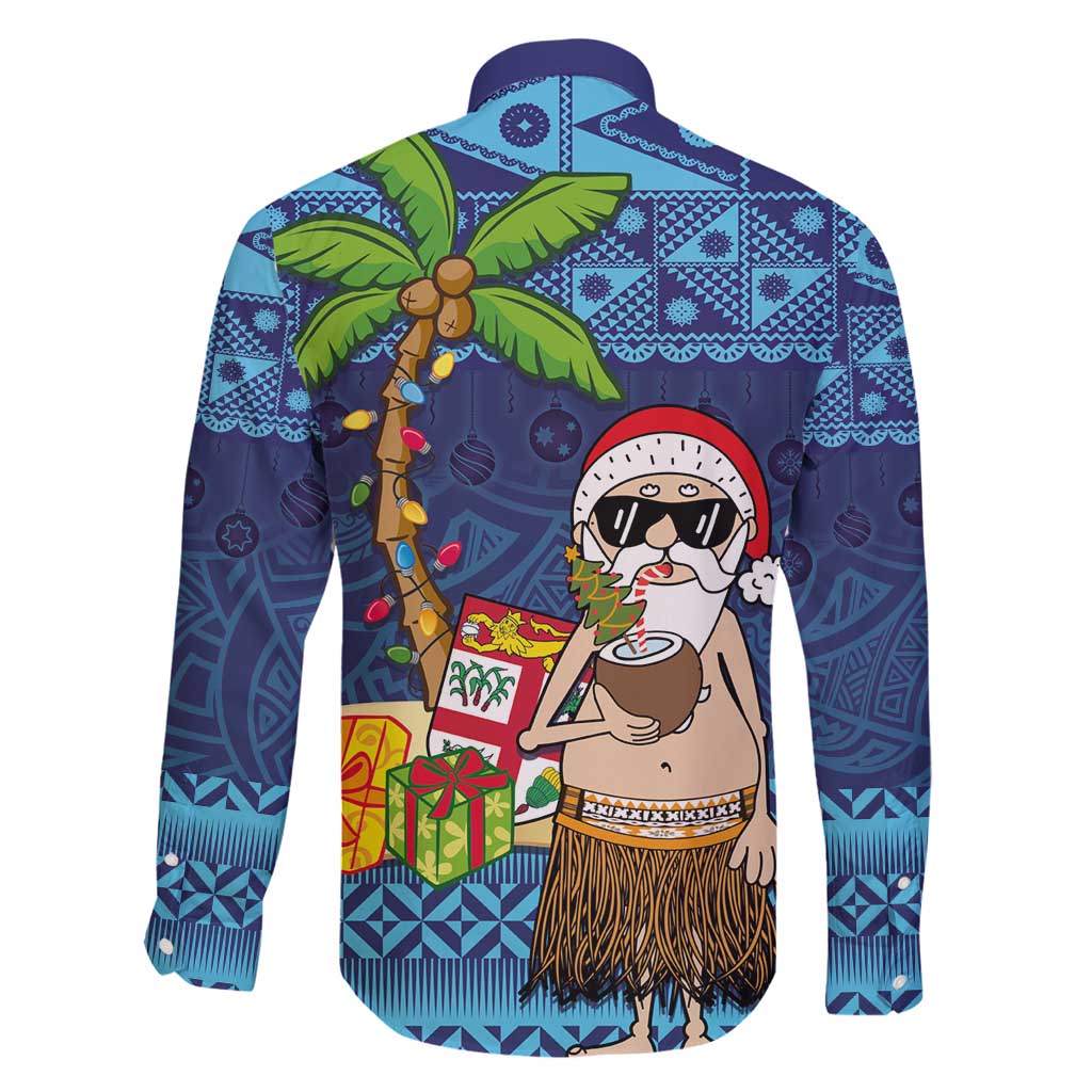 The Funny Santa Wears Sulu Christmas Family Matching Long Sleeve Bodycon Dress and Hawaiian Shirt Fijian Christmas Palm Tree With Masi Art Tattoo LT03 - Polynesian Pride