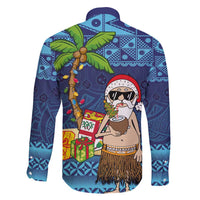 The Funny Santa Wears Sulu Christmas Family Matching Off Shoulder Maxi Dress and Hawaiian Shirt Fijian Christmas Palm Tree With Masi Art Tattoo LT03 - Polynesian Pride
