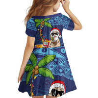 The Funny Santa Wears Sulu Christmas Family Matching Puletasi and Hawaiian Shirt Fijian Christmas Palm Tree With Masi Art Tattoo LT03 - Polynesian Pride