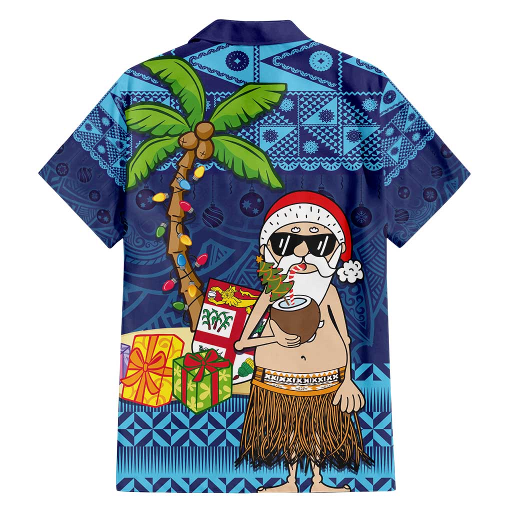 The Funny Santa Wears Sulu Christmas Family Matching Summer Maxi Dress and Hawaiian Shirt Fijian Christmas Palm Tree With Masi Art Tattoo LT03 - Polynesian Pride