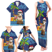 The Funny Santa Wears Sulu Christmas Family Matching Tank Maxi Dress and Hawaiian Shirt Fijian Christmas Palm Tree With Masi Art Tattoo LT03 - Polynesian Pride