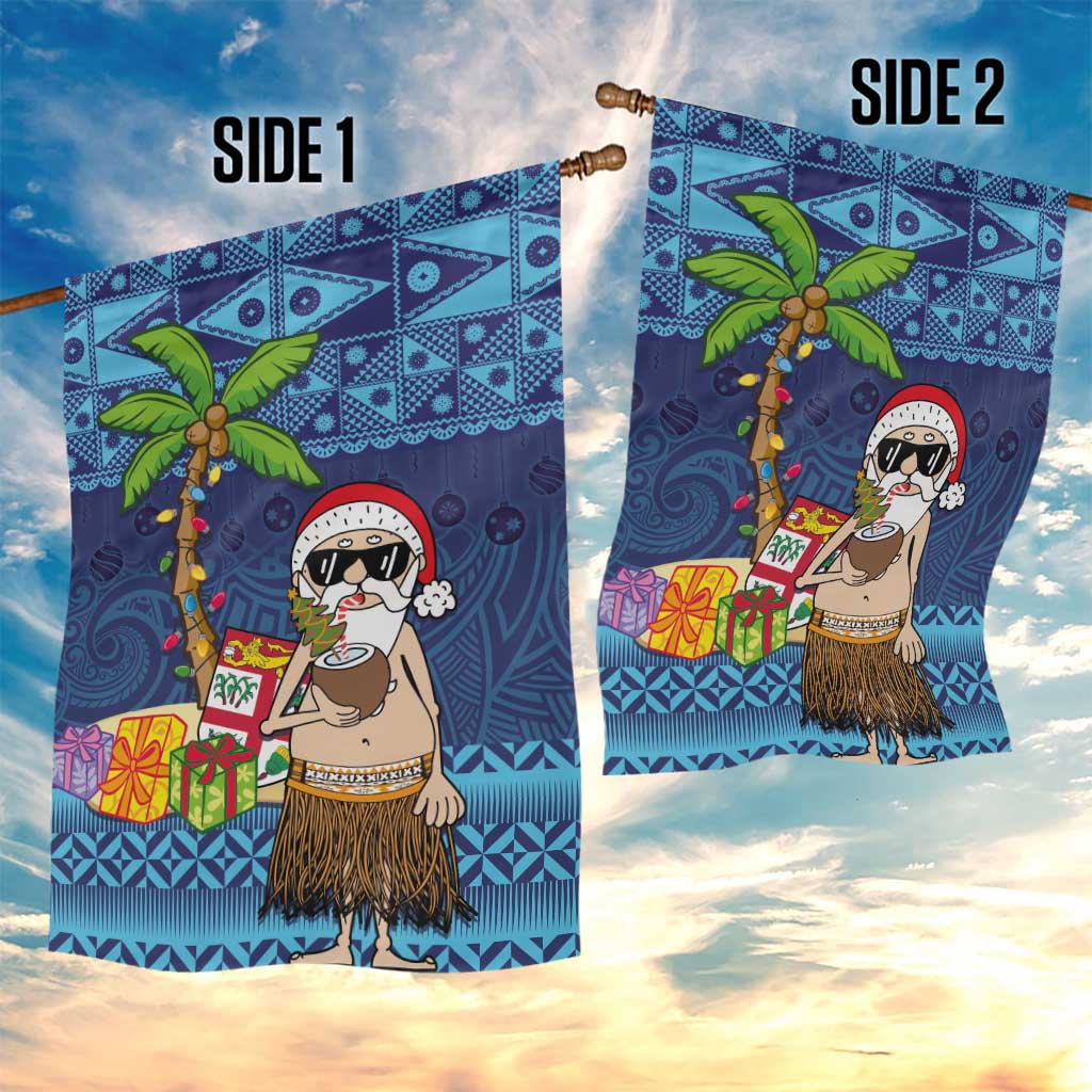 The Funny Santa Wears Sulu Christmas Garden Flag Fijian Christmas Palm Tree With Masi Art Tattoo LT03 - Polynesian Pride