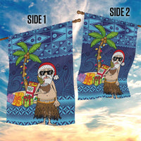 The Funny Santa Wears Sulu Christmas Garden Flag Fijian Christmas Palm Tree With Masi Art Tattoo LT03 - Polynesian Pride
