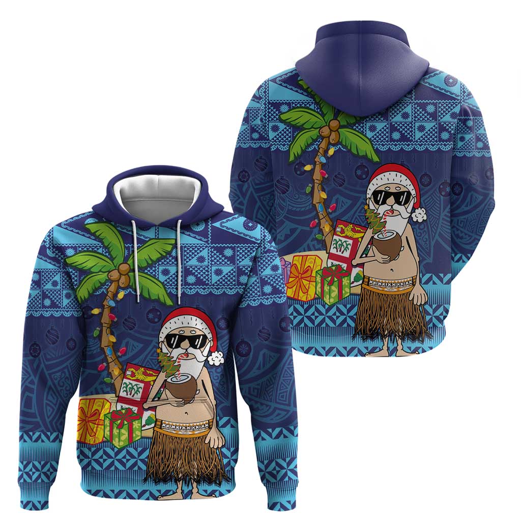 The Funny Santa Wears Sulu Christmas Hoodie Fijian Christmas Palm Tree With Masi Art Tattoo LT03 - Polynesian Pride