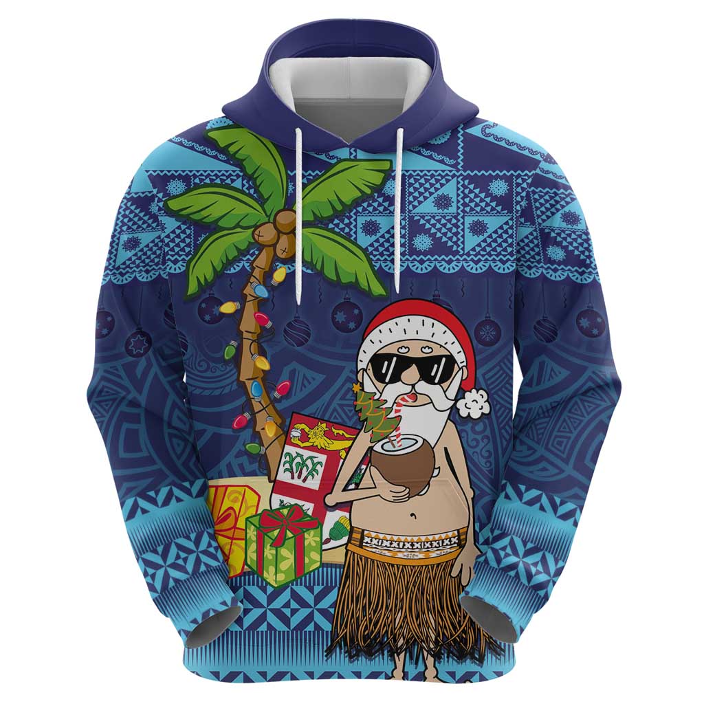 The Funny Santa Wears Sulu Christmas Hoodie Fijian Christmas Palm Tree With Masi Art Tattoo LT03 - Polynesian Pride
